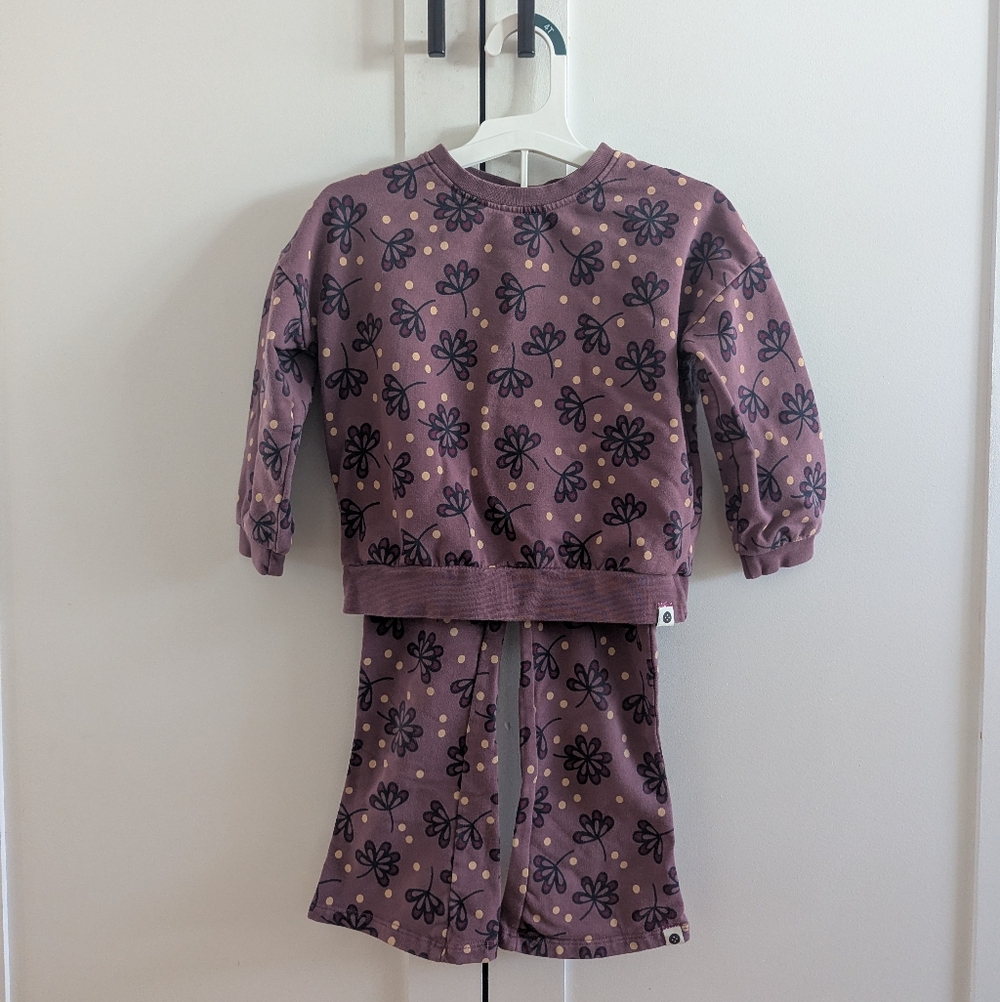 Toddler Girl 3T Purple Floral Matching Set